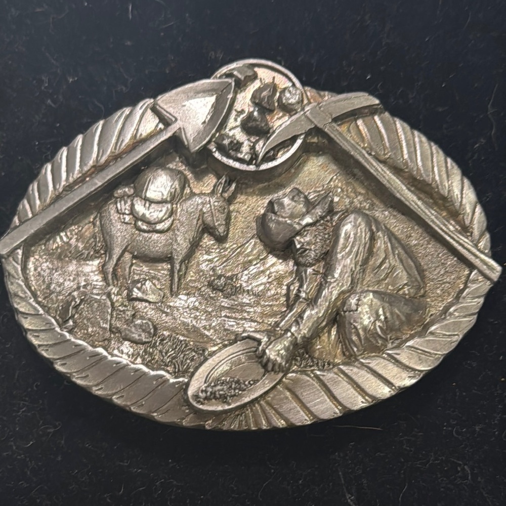 Vintage Silver Mining Belt Buckle